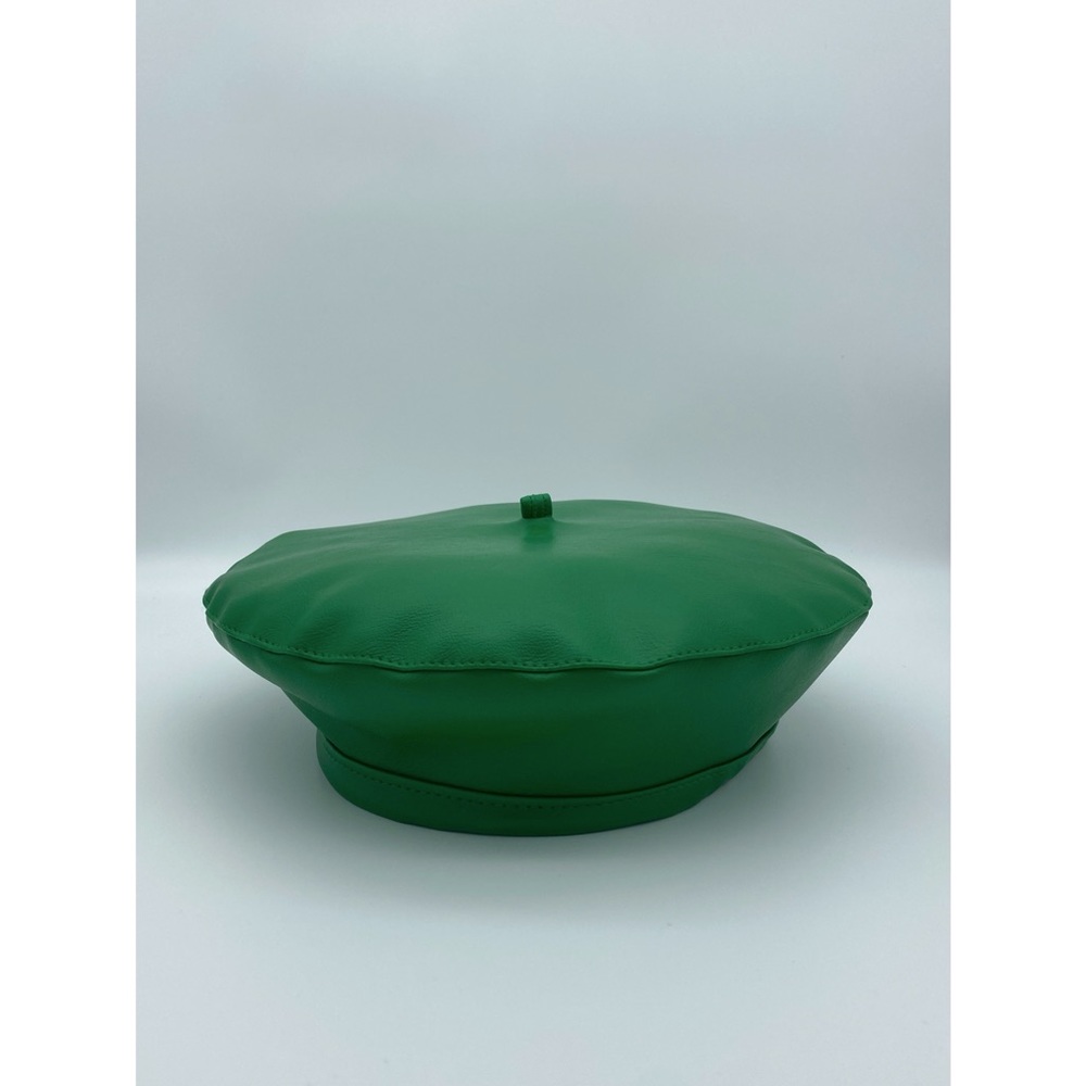Green Faux Leather Beret